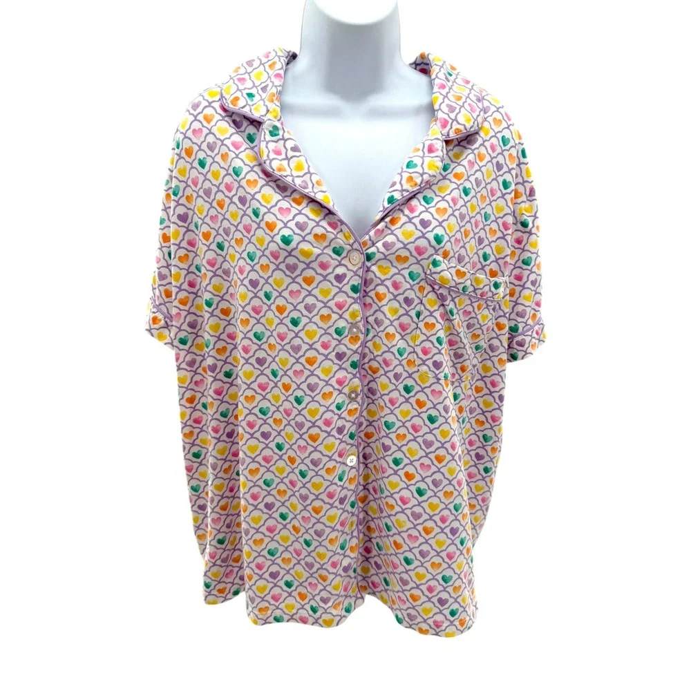 Roller Rabbit Target Geo Hearts Pajama Set Shorts Top Pastel Coquette Plus XXL